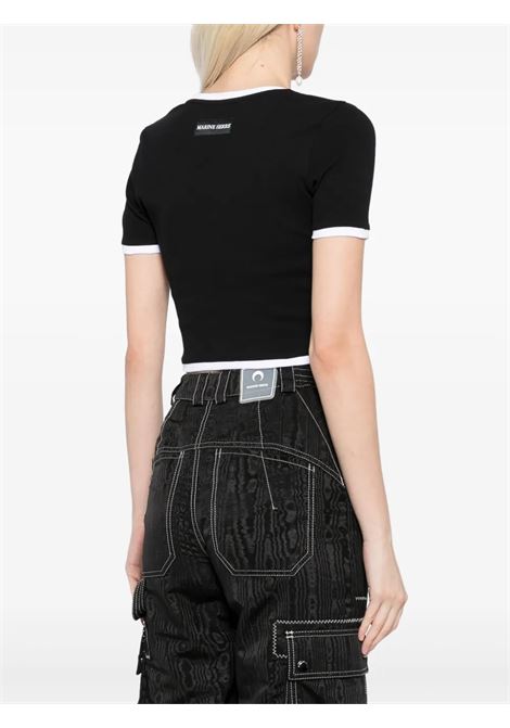 moon logo bicolor jersey ss cropped top MARINE SERRE | WTO087ACJER0008BK96